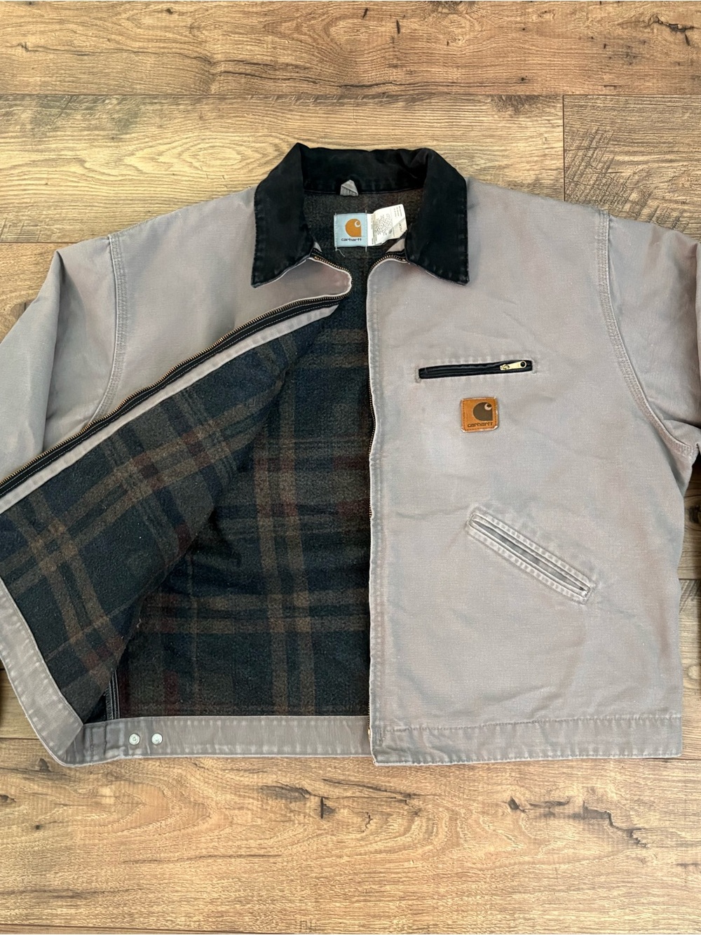 Vintage Carhartt Detroit Jacket Full Zip J76 CMT Cement USA 90s Size 2XL Rare